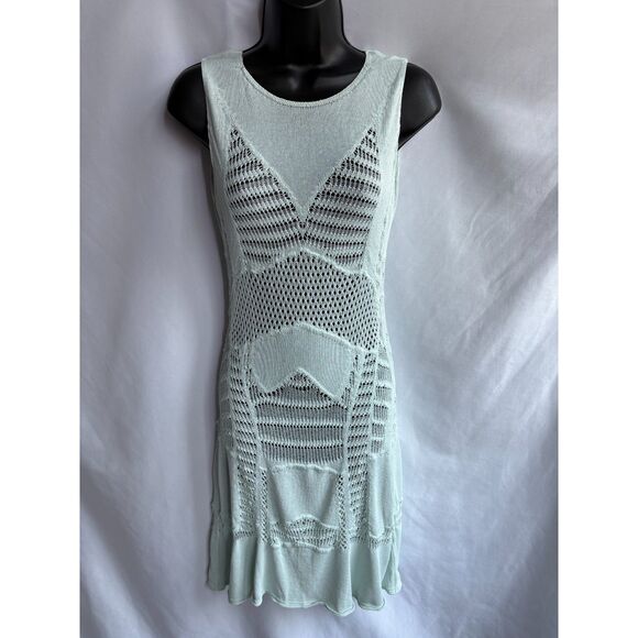 Tereza Santos Mint Green Knit Dress Size S Designer Brazil Party Beach Festival - Picture 1 of 11